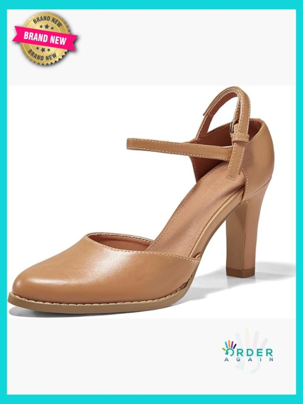 Chunky High Heel Closed Pointed Toe Ankle Strap Pumps Vintage D'Orsay Dress